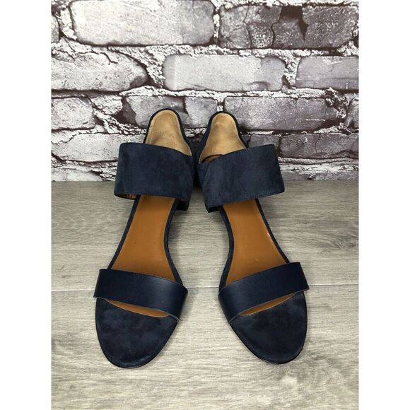 Aquatalia Blue Suede Leather Ankle Strap Heel Sandals Women’s Sz 11M US/42EU - Picture 15 of 16